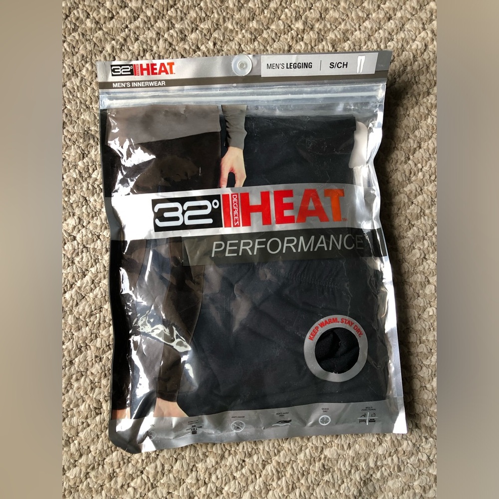 NWT 32 Degrees Men's Black Performance Heat Legging Size Small